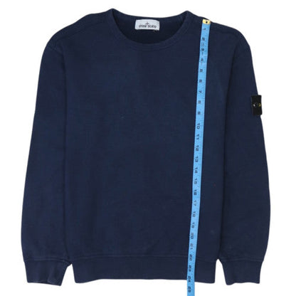 Stone Island Men's Blue Cotton Crew Neck Pullover Sweatshirt M
