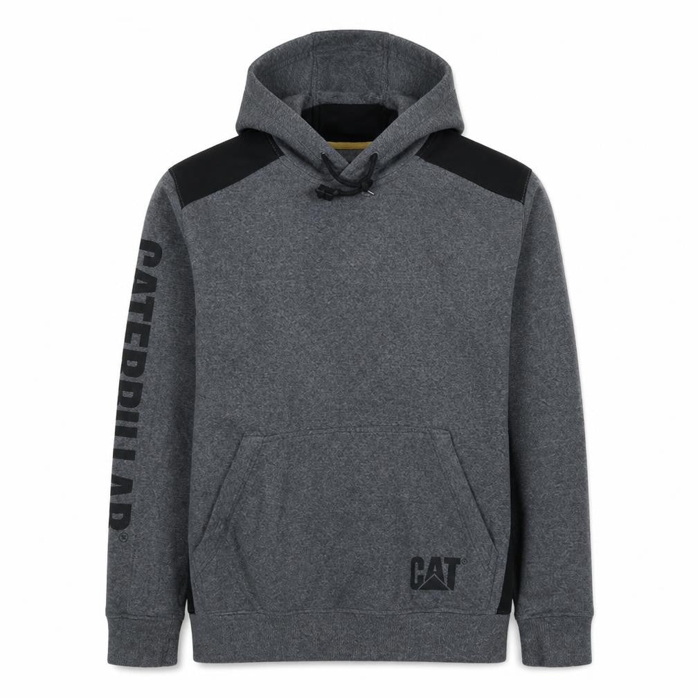 Caterpillar Mens Grey Pullover Hoodie M Regular Fit Fleece