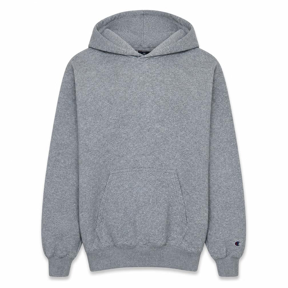 Front view of Champion boys’ grey pullover hoodie 2xl fleece hooded sweatshirt