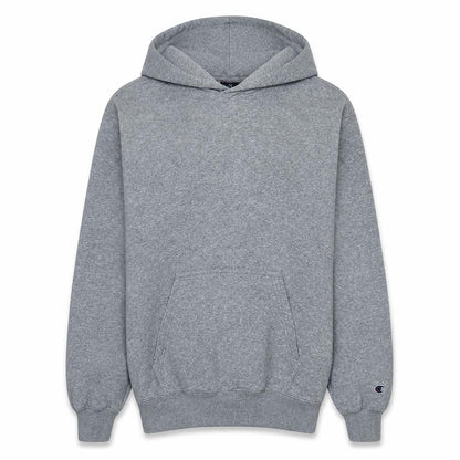 Front view of Champion boys’ grey pullover hoodie 2xl fleece hooded sweatshirt
