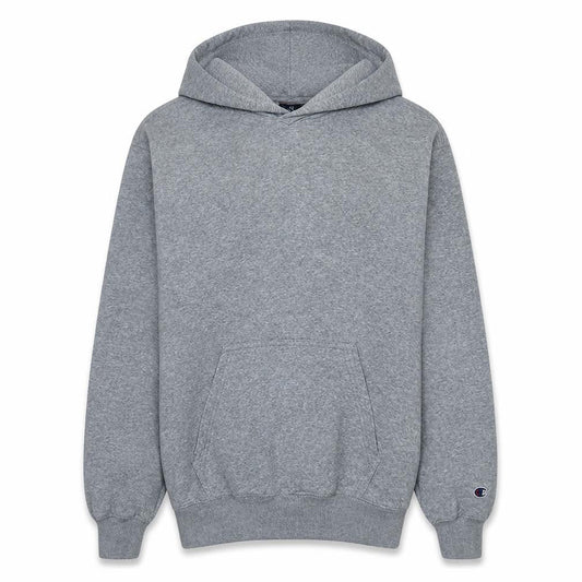 Front view of Champion boys’ grey pullover hoodie 2xl fleece hooded sweatshirt
