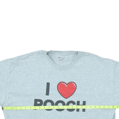Champion Men's Grey 'I Love Pooch' Graphic T-Shirt Size 2XL
