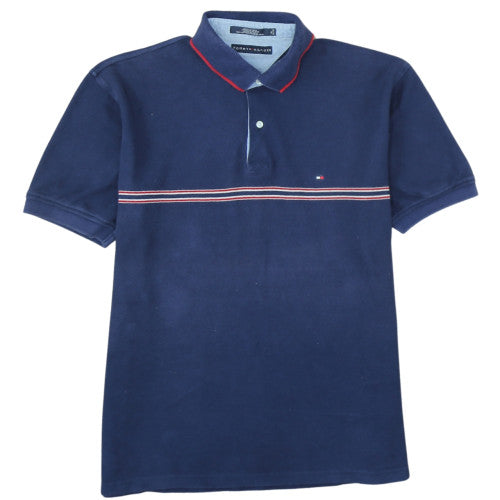 Tommy Hilfiger Men's Blue XL Striped Cotton Polo Shirt