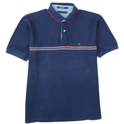 Tommy Hilfiger Men's Blue XL Striped Cotton Polo Shirt