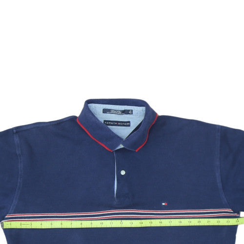 Tommy Hilfiger Men's Blue XL Striped Cotton Polo Shirt