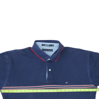Tommy Hilfiger Men's Blue XL Striped Cotton Polo Shirt