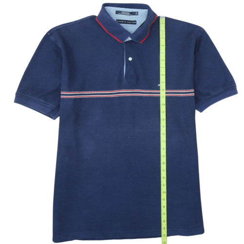 Tommy Hilfiger Men's Blue XL Striped Cotton Polo Shirt