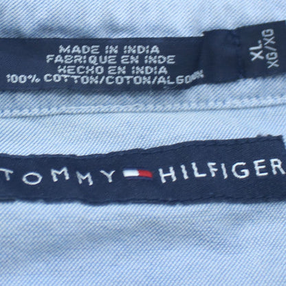 Tommy Hilfiger Men's Blue XL Striped Cotton Polo Shirt