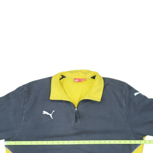 Puma Men's Grey & Yellow 1/4 Zip Fleece Sweatshirt 2XL Regular Fit