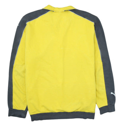 Puma Men's Grey & Yellow 1/4 Zip Fleece Sweatshirt 2XL Regular Fit