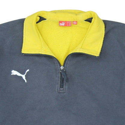 Puma Men's Grey & Yellow 1/4 Zip Fleece Sweatshirt 2XL Regular Fit