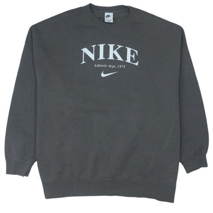 Nike Men’s Grey Logo Pullover Sweatshirt L Crew Neck Fleece
