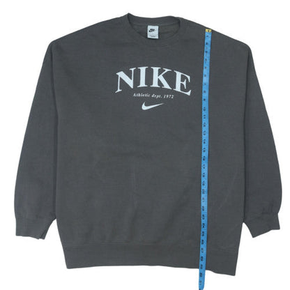 Nike Men’s Grey Logo Pullover Sweatshirt L Crew Neck Fleece