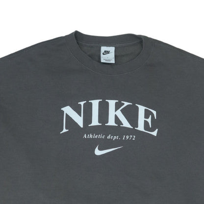 Nike Men’s Grey Logo Pullover Sweatshirt L Crew Neck Fleece