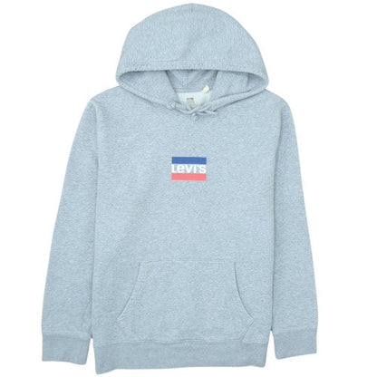 Levi's Men Grey Pullover Hoodie L Regular Fit Logo Fleece Sweatshirt