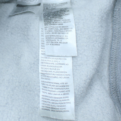 Levi's Men Grey Pullover Hoodie L Regular Fit Logo Fleece Sweatshirt