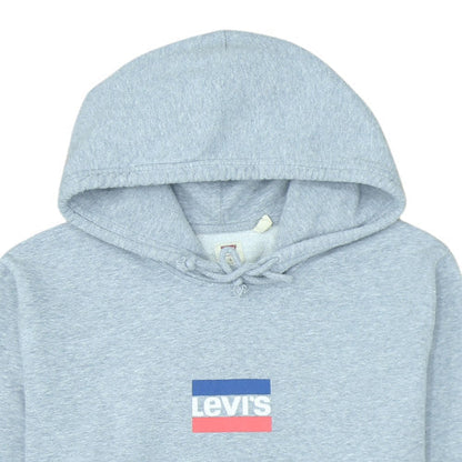 Levi's Men Grey Pullover Hoodie L Regular Fit Logo Fleece Sweatshirt