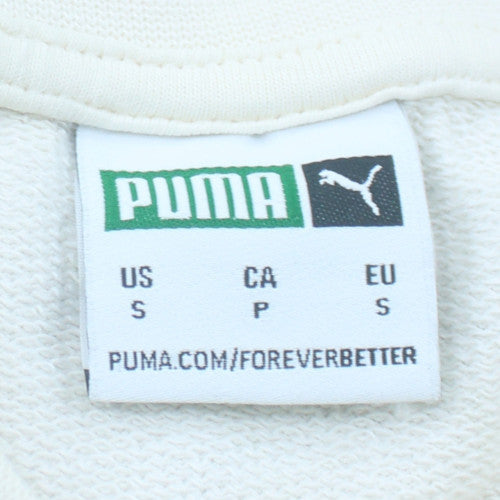 Puma Men's White Crew Neck Pullover Sweatshirt Size S Regular Fit