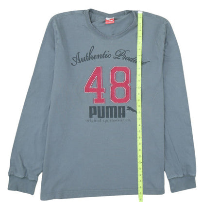 Puma Men's Grey Long Sleeve Graphic Crew Neck Cotton Top 2XL