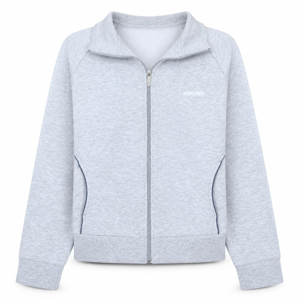 Front view of Reebok girls’ grey track jacket, size 10-11, years full zip activewear