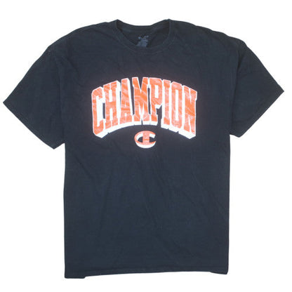 Champion Men's Black 3XL Crew Neck Graphic Print T-Shirt