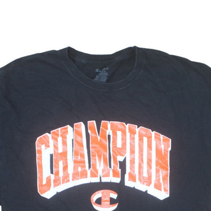 Champion Men's Black 3XL Crew Neck Graphic Print T-Shirt