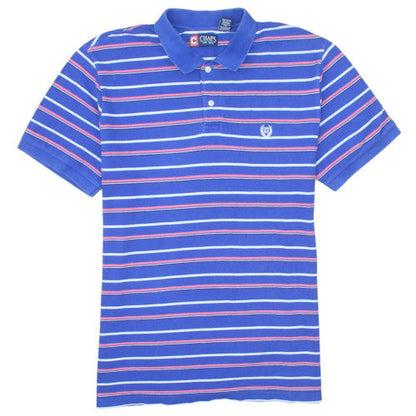 Chaps Men's Blue Striped Cotton Polo Shirt XL Regular Fit