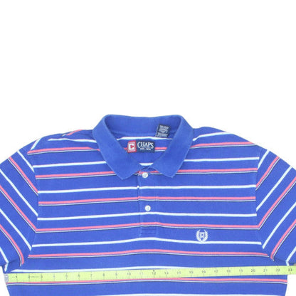 Chaps Men's Blue Striped Cotton Polo Shirt XL Regular Fit