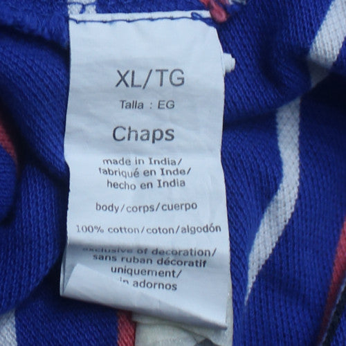Chaps Men's Blue Striped Cotton Polo Shirt XL Regular Fit