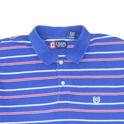 Chaps Men's Blue Striped Cotton Polo Shirt XL Regular Fit