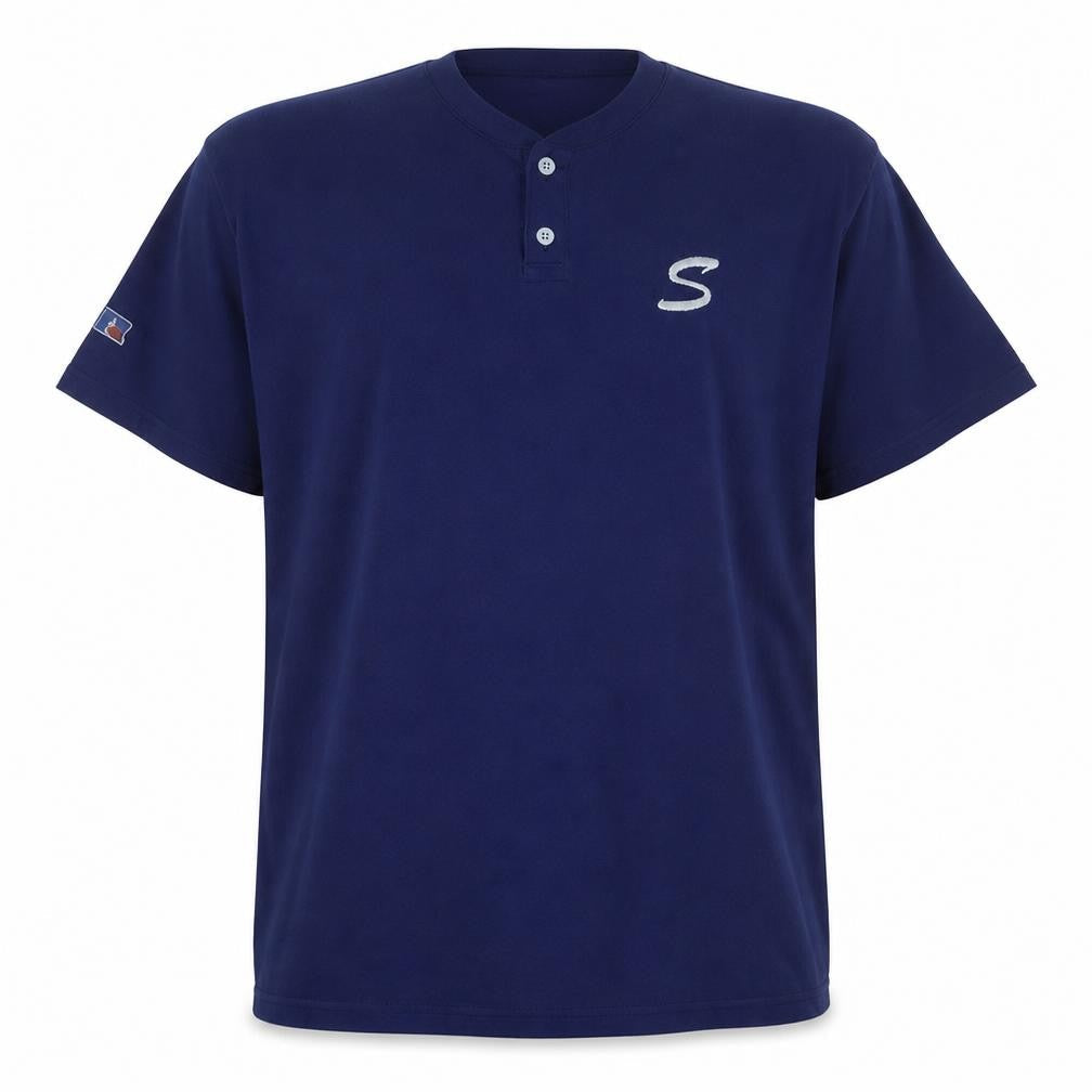 Russell Athletic Men's Blue Short Sleeve Henley T-Shirt XL