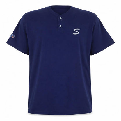Russell Athletic Men's Blue Short Sleeve Henley T-Shirt XL