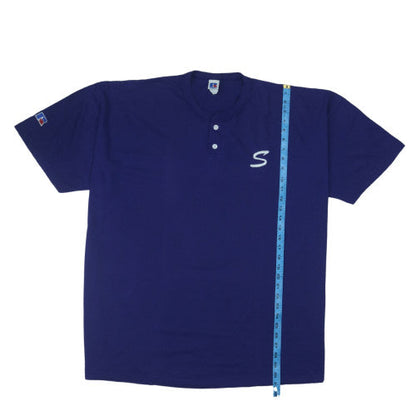 Russell Athletic Men's Blue Short Sleeve Henley T-Shirt XL