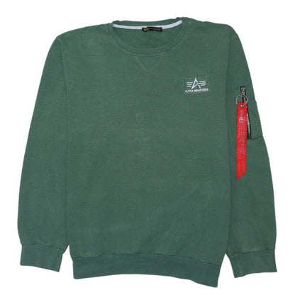 Alpha Industries Men Green XL Pullover Crew Neck Cotton Sweatshirt
