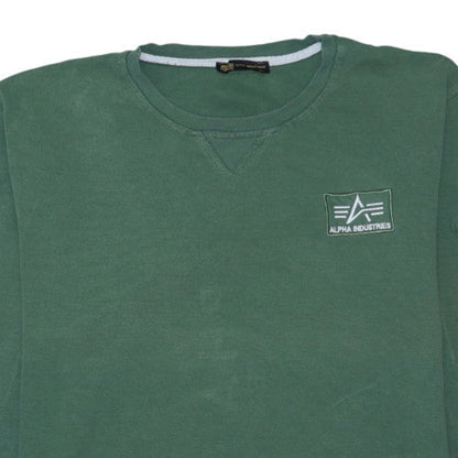 Alpha Industries Men Green XL Pullover Crew Neck Cotton Sweatshirt