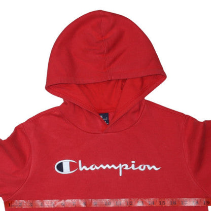 Champion Boys Red Pullover Hoodie XL - Cotton Blend Logo Sweatshirt