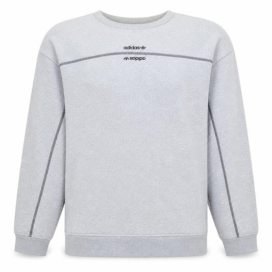 Front view of Adidas Men's Grey Crew Neck Sweatshirt, size M, Classic Casual Style