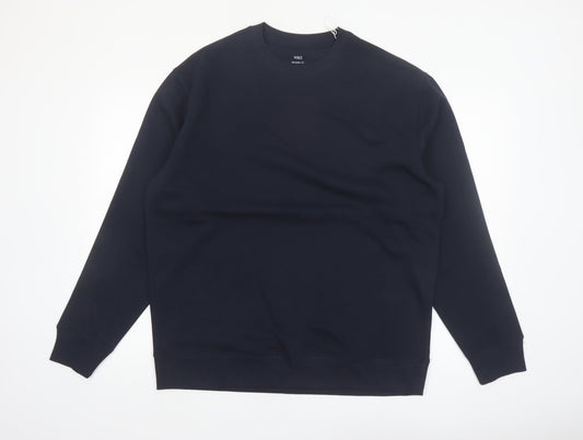 Marks and Spencer Men's Blue Relaxed Fit Cotton Sweatshirt Size L