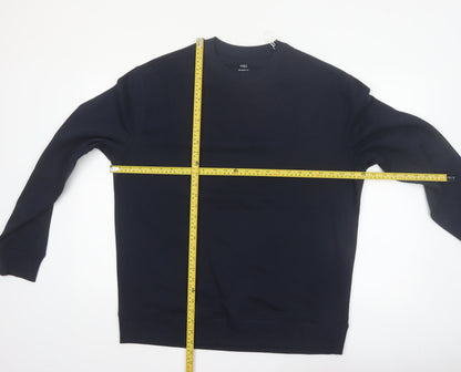 Marks and Spencer Men's Blue Relaxed Fit Cotton Sweatshirt Size L