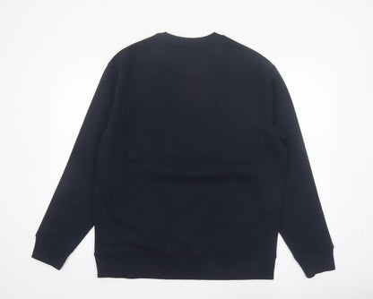 Marks and Spencer Men's Blue Relaxed Fit Cotton Sweatshirt Size L