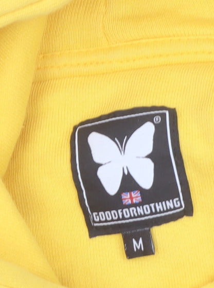 Good For Nothing Women's Yellow Cropped Hoodie Size M Drawstring Hooded Sweatshirt