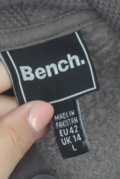 Bench Womens Brown L Hoodie Pullover 70% Cotton 30% Polyester