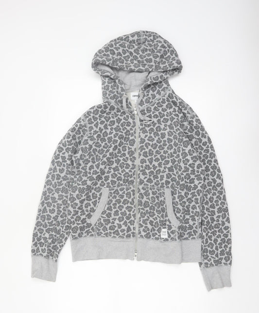 Converse Womens Grey Leopard Print Full Zip Hoodie Size M
