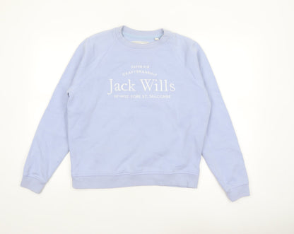 Jack Wills Women Blue Crew Neck Cotton Blend Sweatshirt UK 10