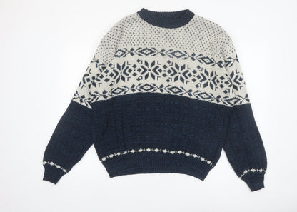 Hardwood & Pine Men's Blue Fair Isle Knit XL Pullover Jumper