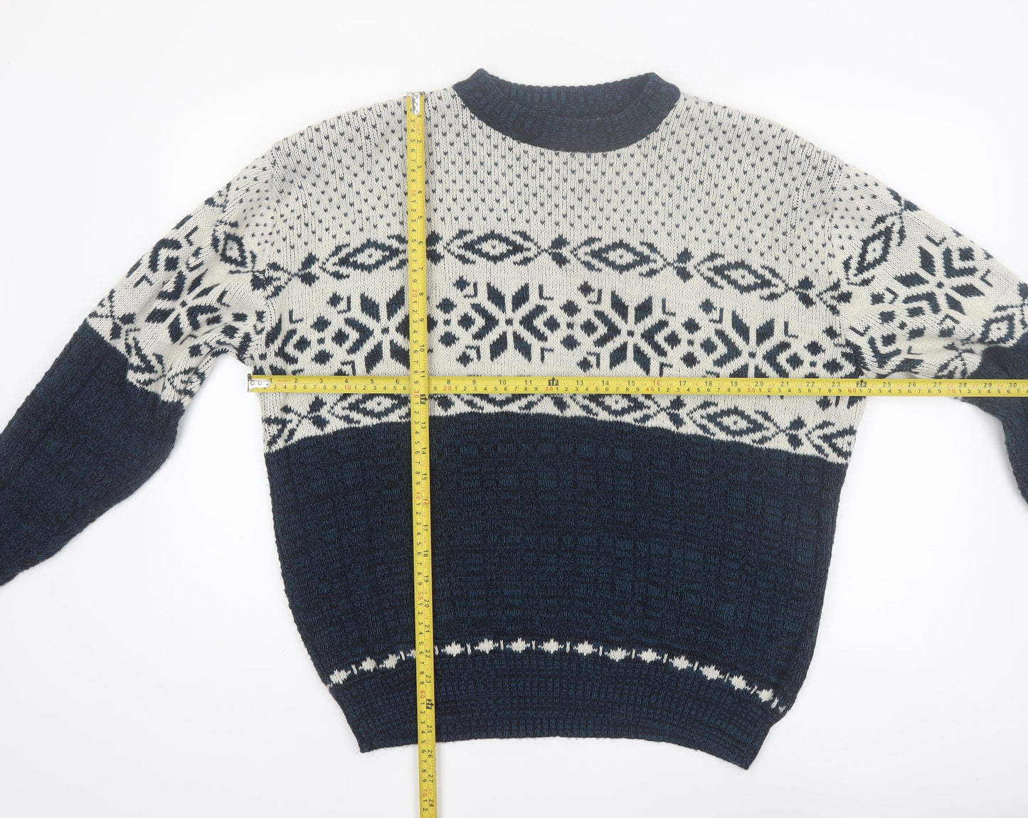Hardwood & Pine Men's Blue Fair Isle Knit XL Pullover Jumper