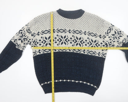 Hardwood & Pine Men's Blue Fair Isle Knit XL Pullover Jumper