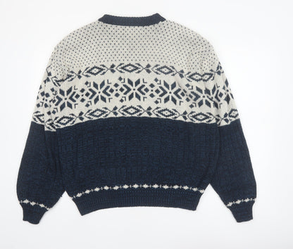 Hardwood & Pine Men's Blue Fair Isle Knit XL Pullover Jumper