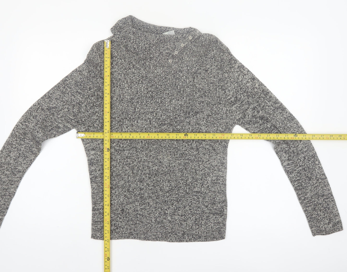 Faded Glory Womens Grey High Neck Knit Pullover Jumper Size L