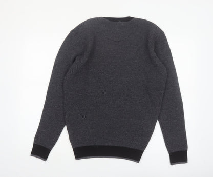 Bugatchi Uomo Mens Grey Merino Wool V-Neck Jumper Size L